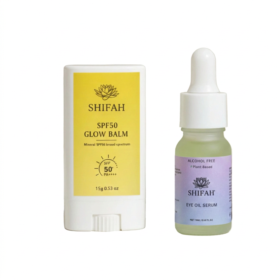 SHIFAH Under Eye Bundle – Eye Oil Serum & SPF50 Glow Balm